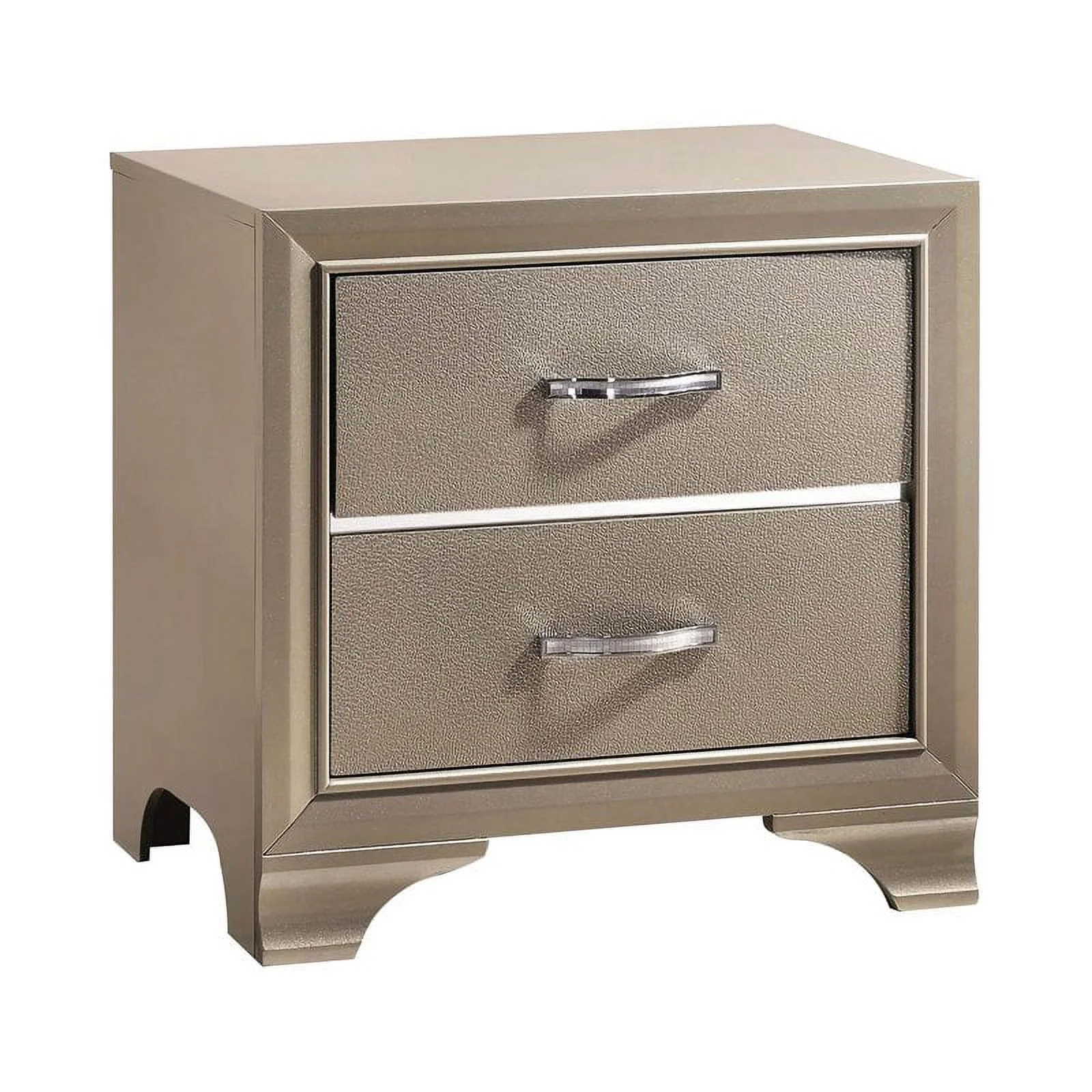 Maklaine Contemporary 5-piece Queen Wood Bedroom Set in Champagne Gold