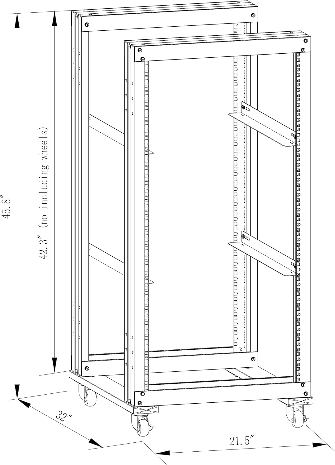 RAISING ELECTRONICS 22U 4 Post Open Frame 19inch Data Network It Server/Audio Rack 31" Deep UL Certified