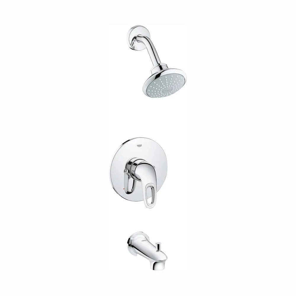 Grohe Eurostyle 1-Handle Tub and Shower Faucet Trim Kit in Starlight Chrome (Valve Sold Separately) 35062003