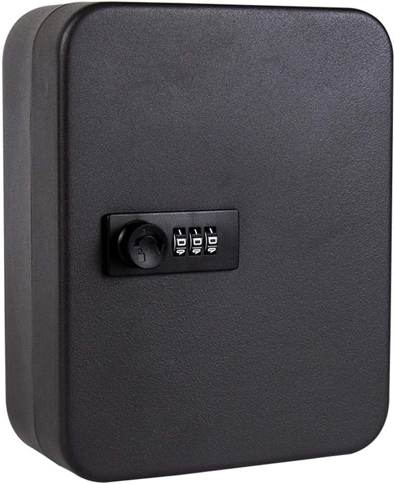 Steel Key Cabinet Box with 24 Key Slots and 24 Key Tags, Security Key Box with Combination Lock, Black