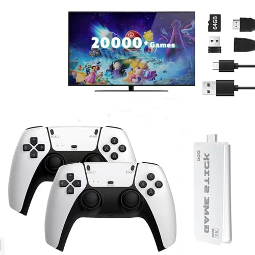 Wireless Retro Gaming Console Built-in 20000+ Classic Games Retro Game Stick,4K HDMI Output Plug & Play Video Game Console with Dual 2.4G Wireless Controllers for Christmas Birthday Gifts