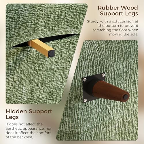 3-in-1 Convertible Chair Bed Sleeper for Adults, Linen Convertable Sleeper Chair with Wooden Arms & Pillows, Foldable Single Futon Sofa Bed (Mid Century with Walnut Arm, 36.6" Wide)
