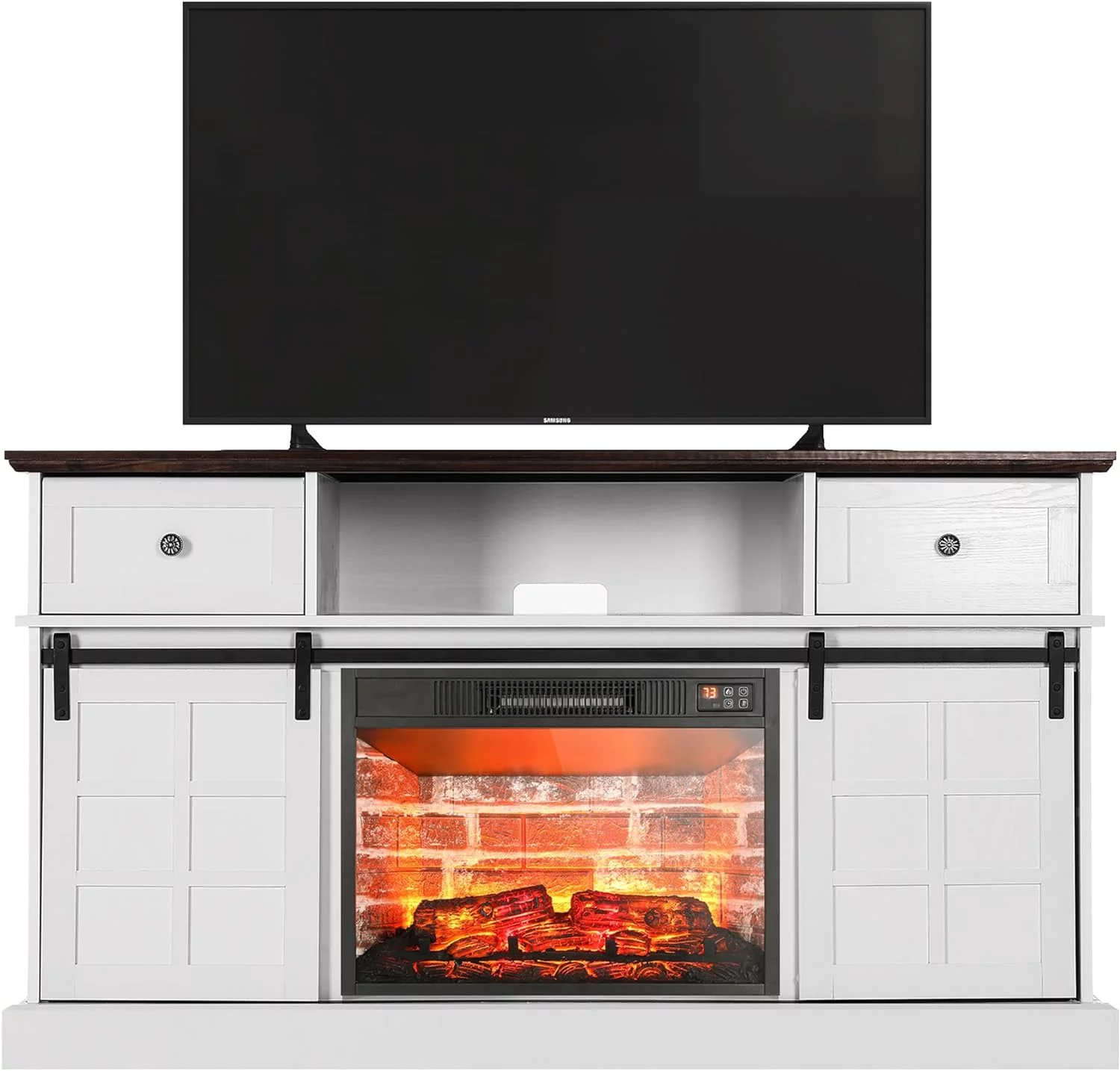 LGHM Fireplace TV Stand Entertainment Center for 65" TV Living Room White