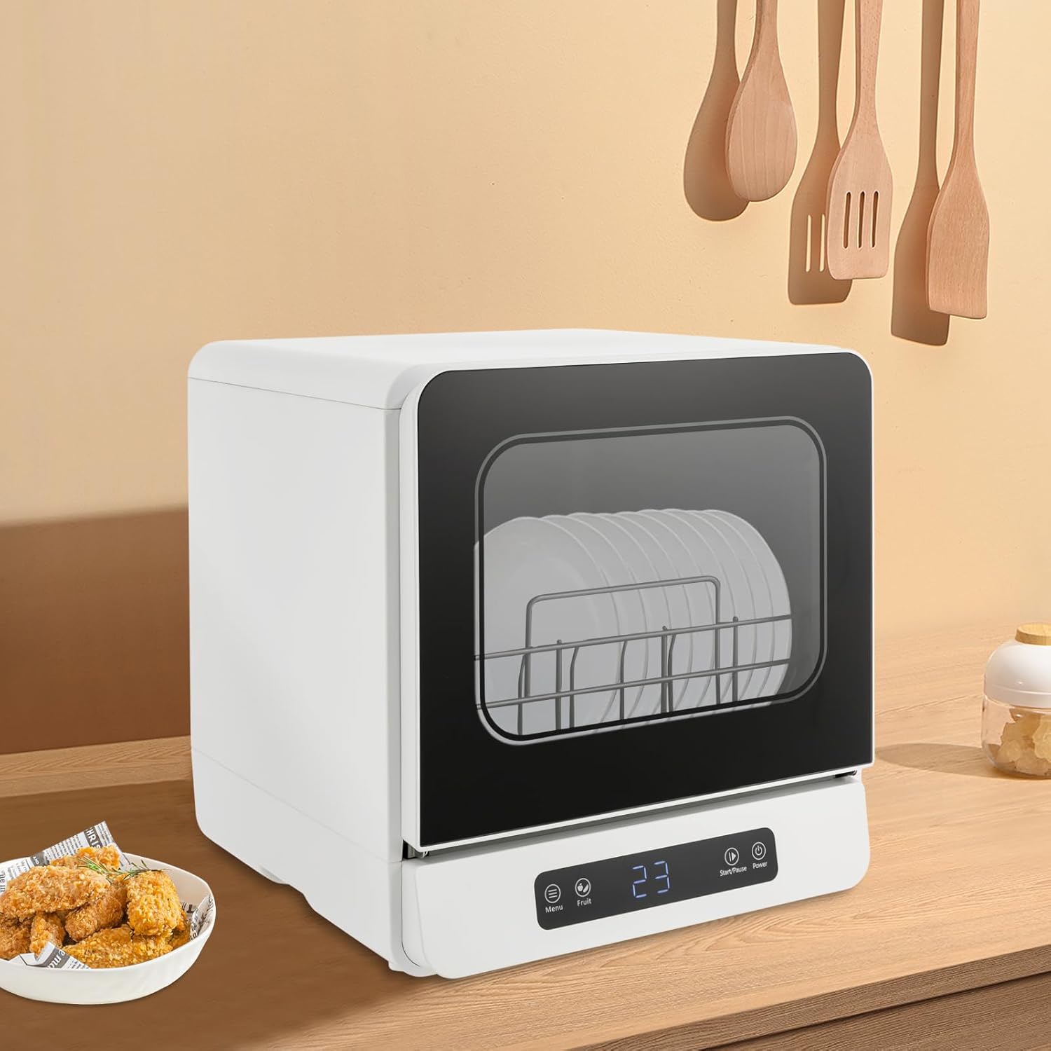 3-in-1 Portable Mini Dishwasher Countertop Portable Dishwasher 5 Washing Programs Mini Dishwasher for Apartments& RVs, 590W 110V