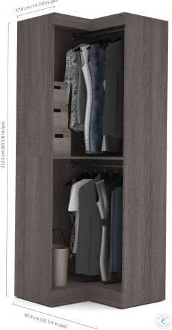 Bestar Corner Closet Storage Unit, Bark Gray