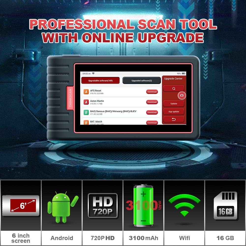 ThinkScan Max OBD2 Scanner, OE-Level Full System Diagnostic Auto Scan Tool with 28 Resets Lifetime Free Update, Oil/TPMS/SRS/ABS/SAS/EPB/Throttle,IMMO/Key Programming, Injector & ECU Coding