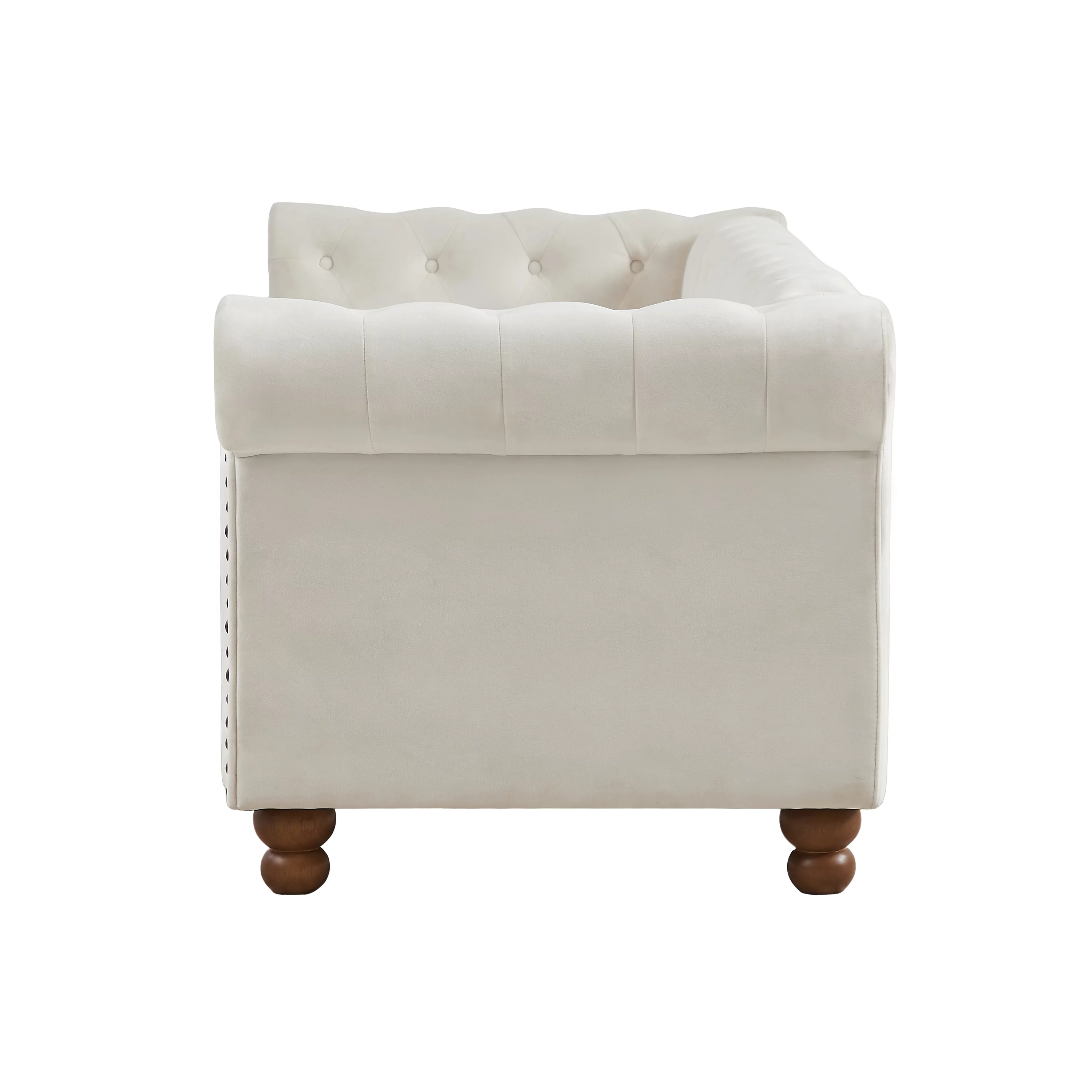 Chesterfield 3 Seater Velvet Button Tufted Sofa, Upholstered Couch with Nailhead Arms Solid Wood Legs for Living Room Office Bedroom Apartment