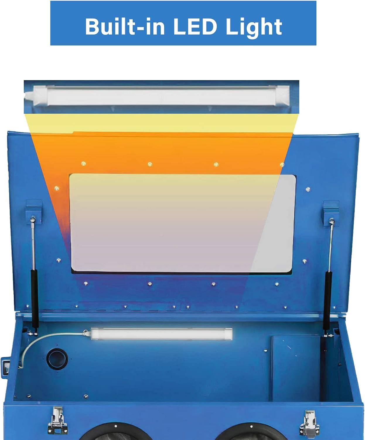 Abrasive Blast Cabinet 90 Gallon with Dust Collection Reclaimer System Floor Sandblasting&Sandblaster Cabinet for Rust Grime Paint Removing