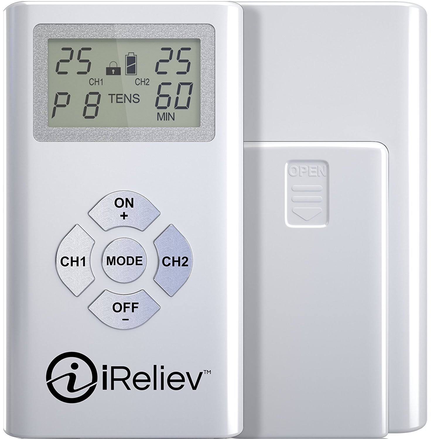 iReliev Tens Unit Electronic Pulse Massager (8) Electrodes Pain Relief