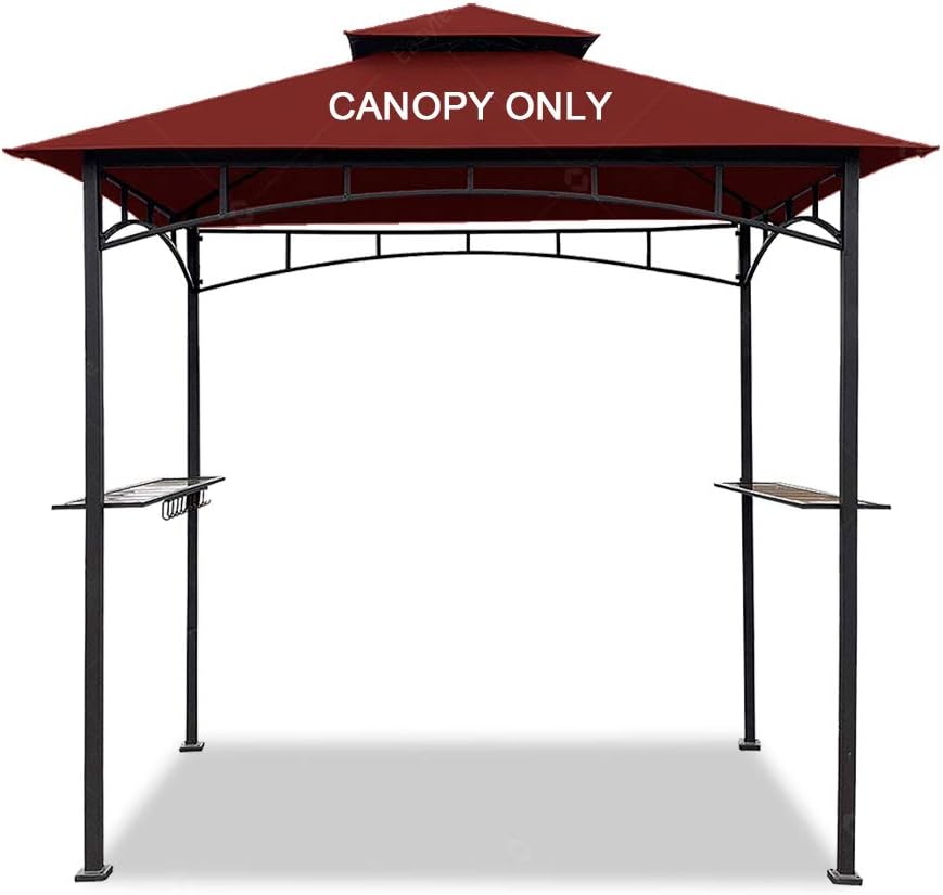 Easylee Grill Gazebo Shelter Replacement Canopy 5'x8' Double Tiered BBQ Cover Roof ONLY FIT for Gazebo Model L-GG001PST-F (Grey)