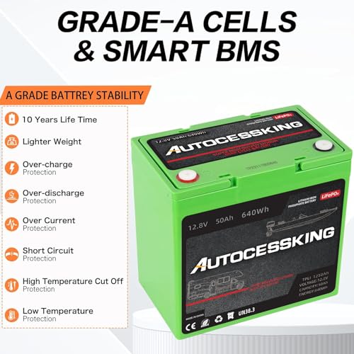 12V 100Ah LiFePO4 Lithium Battery, Deep Cycles Battery Rechargeable with Upgraded 100A BMS, Low Temp Protection 10-Year Lifespan for RV, Comping, Marine, Trolling Motor, Solar, Off-Grid Applications