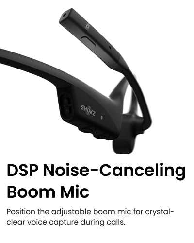 SHOKZ OpenComm2 Open-Ear Bone Conduction Headphones, Wireless Bluetooth Computer Headsets with Noise Canceling Mic and Mute Botton for Work, Call, Meeting, 16 Hours Talk Time for Mobile & PC