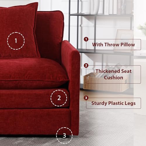 Oversized Accent Chair with Ottoman, Chenille Modern Living Room Chair Comfy Upholstered Armchair with Deep Seat Large Single Sofa for Bedroom Apartment, Blue