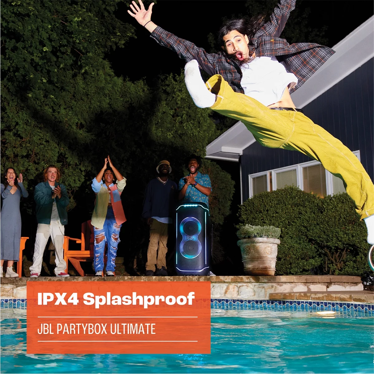 JBL Party Box Ultimate Waterproof Wi-Fi Party Speaker with Dolby Atmos, Instrument Inputs, & Lighting Effects