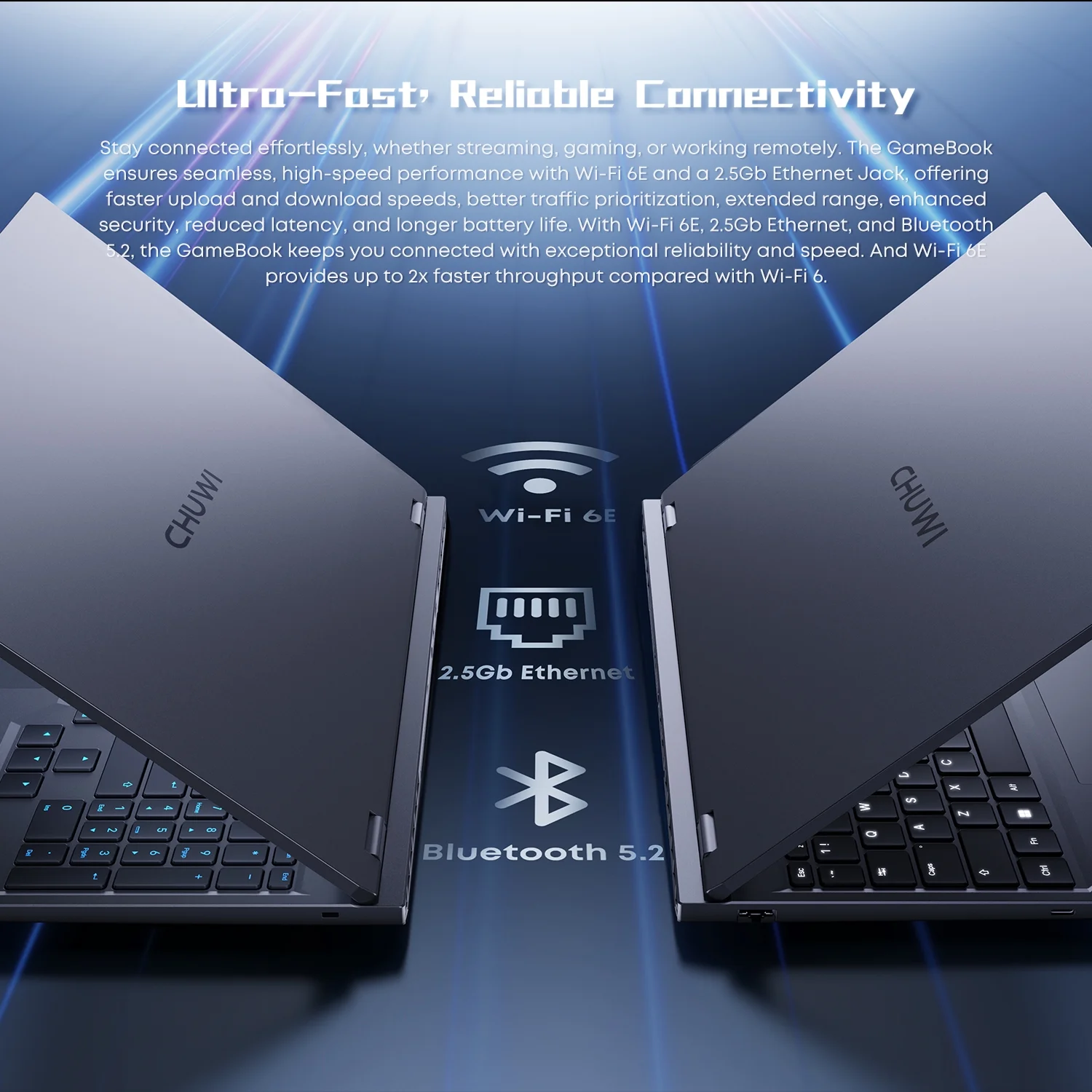CHUWI 2025 GameBook AMD Ryzen 9 9955HX 16" Gaming Laptop,RTX-5070Ti Laptop GPU Notebook, Backlit Keyboard Computer,,32GB DDR5, 1TB Gen4 , WiFi6E ,BT5.2, Windows 11 Pro