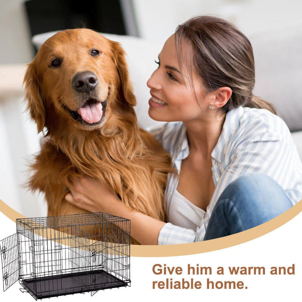 Bestpet 42x22 Pet Folding Dog Cat Crate Cage Kennel w/ABS Tray LC
