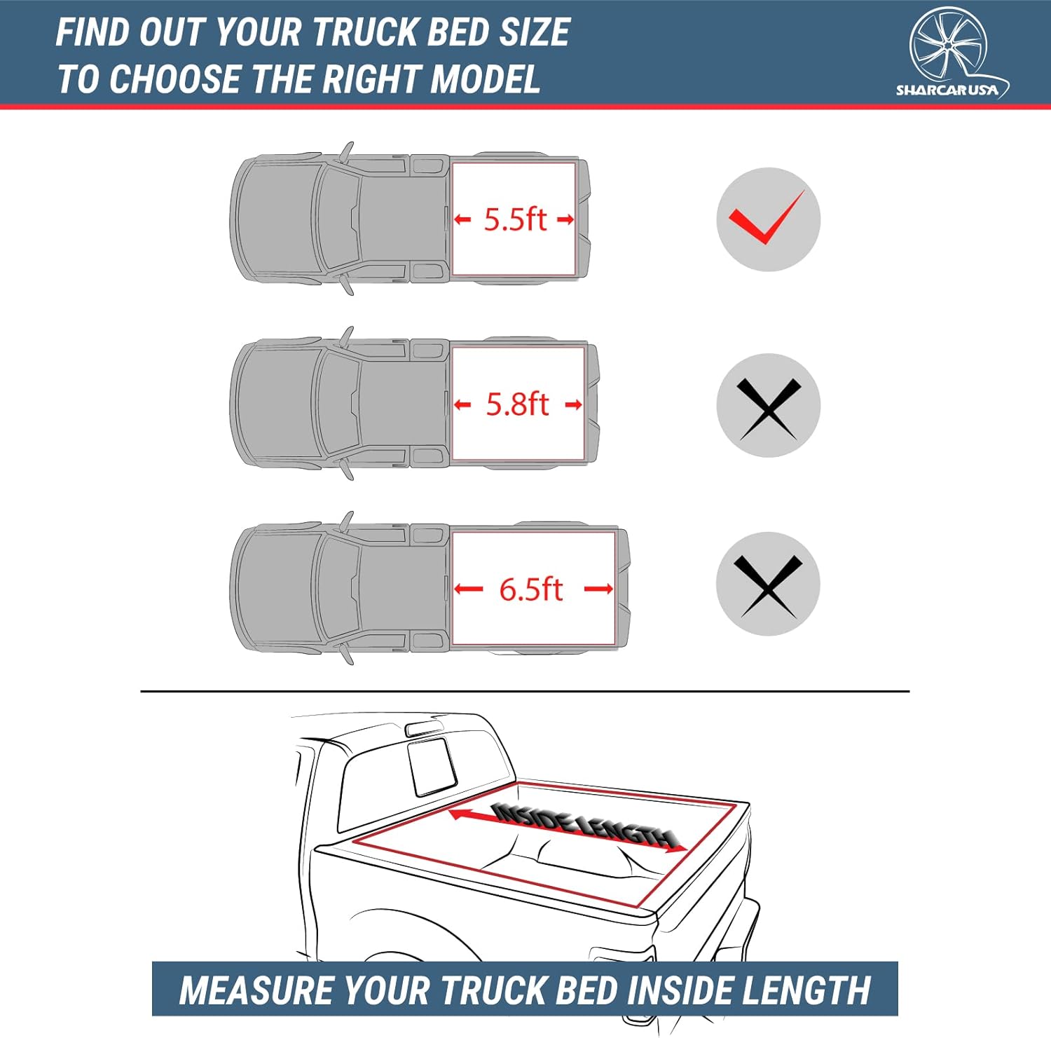 SHARCAR USA Hard Quad-Fold Truck Bed Tonneau Cover | SC-012Q | Fits 2015-2022 Ford F-150 5.5'/67.1" Bed