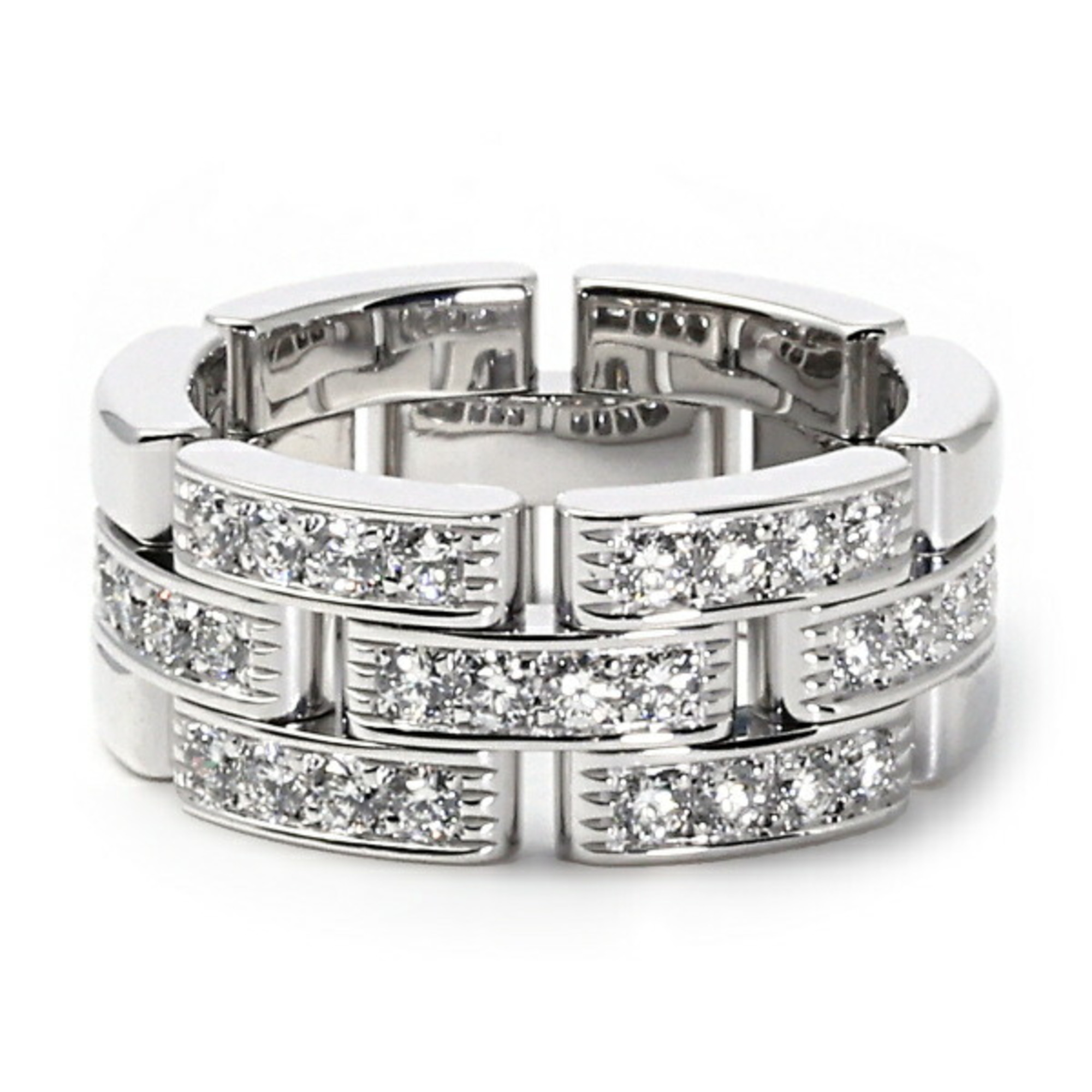 Pre-Owned Cartier Maillon Panthère 3-row K18WG White Gold Ring (Good)