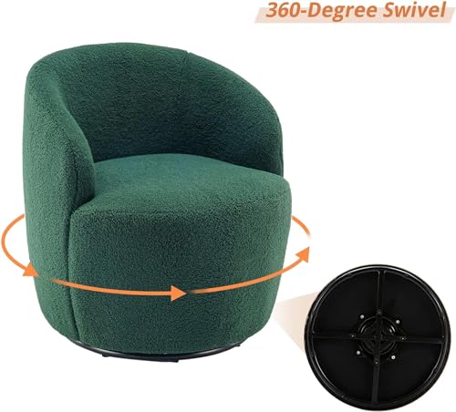 Teddy Fabric Swivel Accent Armchair Barrel Chair with 360 Degree Swivel Small Single Sofa Armchair for Nursery Living Room Bedroom (Ivory White)