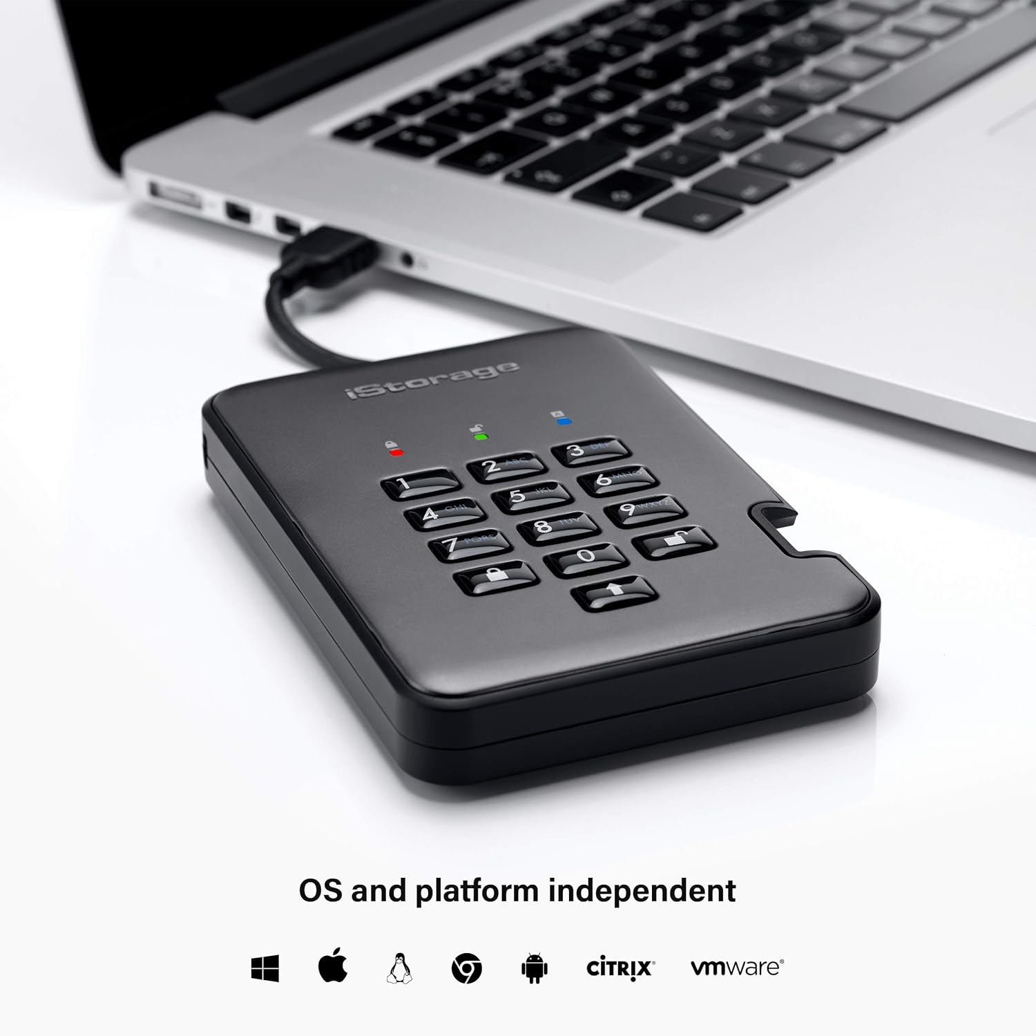 iStorage diskAshur PRO2 SSD 1TB Secure solid state drive - FIPS Level 3 certified - Password protected, dust and water resistant, military grade hardware encryption IS-DAP2-256-SSD-1000-C-X