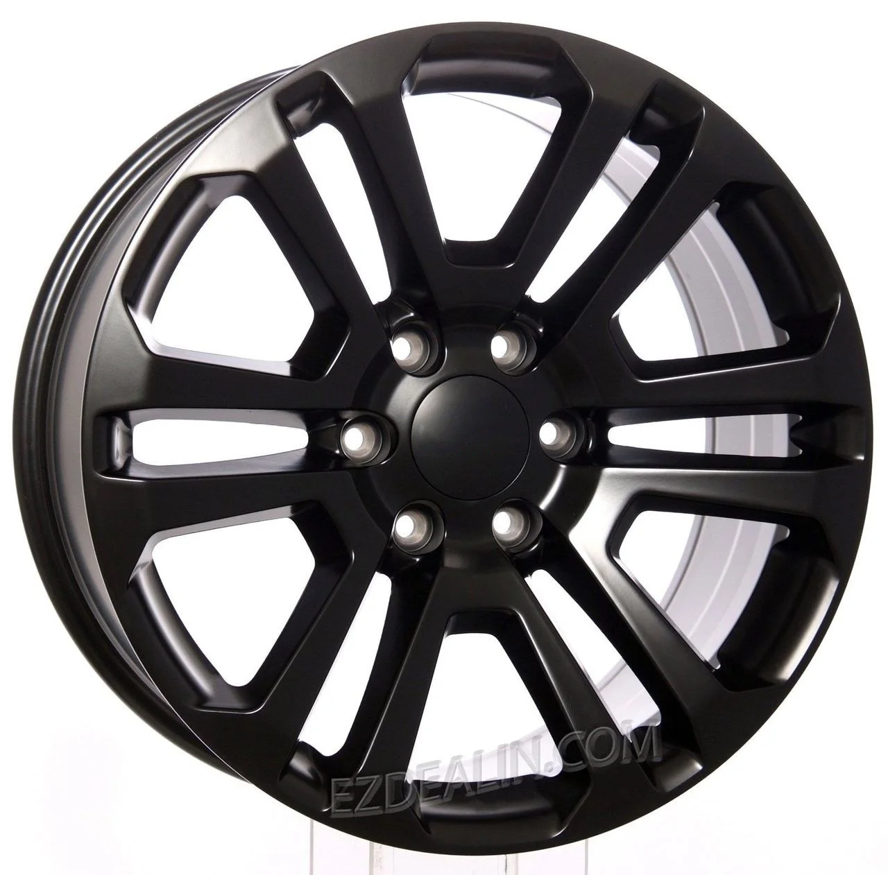 20" Satin Black Split Spoke Wheels with 275/55R20 All Season Tires SET of 4 fits Chevy Silverado, Tahoe, Suburban, GMC Sierra, Yukon, Denali 1500, Includes Lug Nuts and TPMS