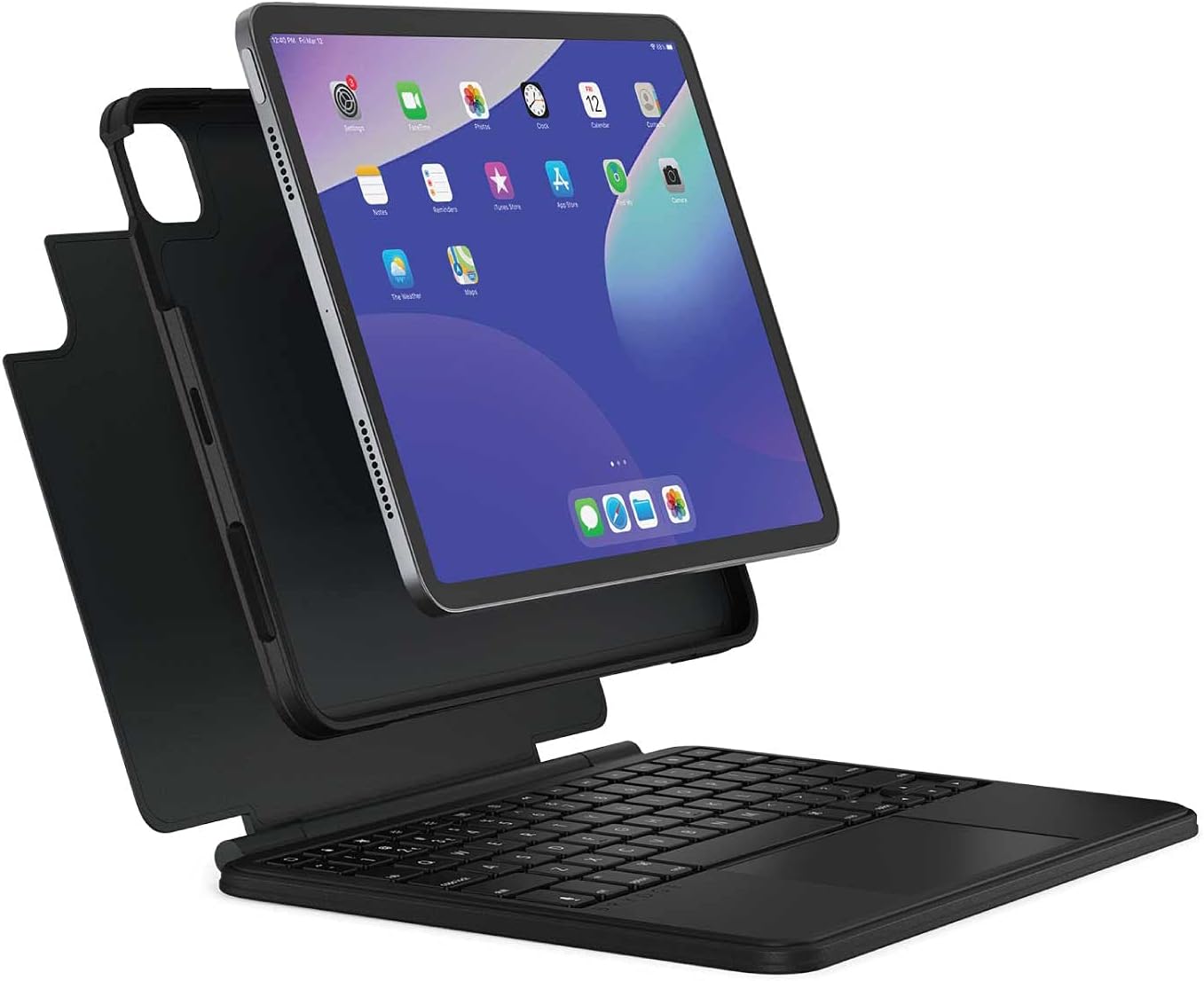 Brydge 11 MAX+ Wireless Keyboard Case with Multi-Touch Trackpad for iPad Pro 11-inch (1st, 2nd & 3rd Gen) and iPad Air (4th Gen), Integrated Magnetic SnapFit Case Silver Keyboard White Case