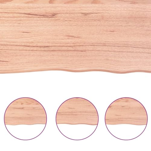 Table Top Light Brown 39.4"x15.7"x0.8" Treated Solid Wood Oak,Upgrade Your Table: Handcrafted Oak Table Top with Live Edge Charm Table Accessories