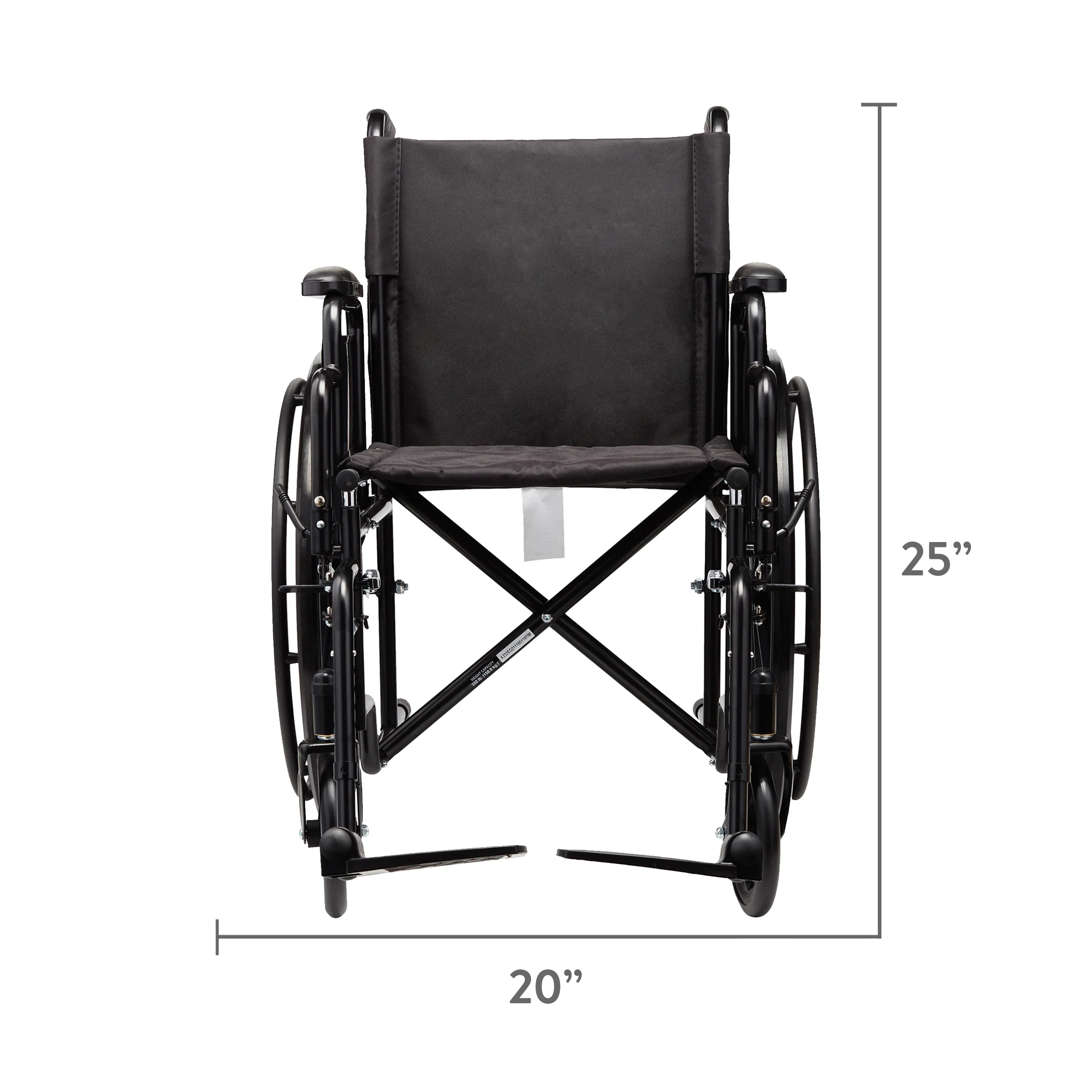 Equate Lightweight Foldable Steel Wheelchair with 18" Seat and Swing-Away Footrests, 350 lb Capacity