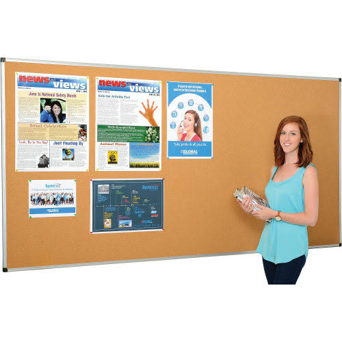 Large Cork Bulletin Board - 96 x 48 - Aluminum Frame