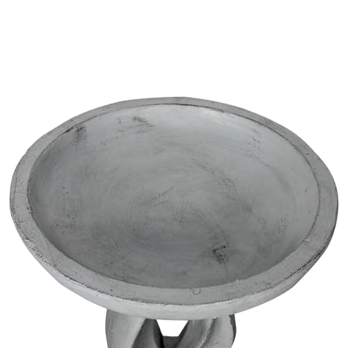 SunJet 25.5 Inch Heigh Wood-Look Concrete Bird Bath with Decorative Faux Bird – birdbath Rustic & Long-Lasting Design, Enhances Garden, Patio, Yard, Lawn Décor
