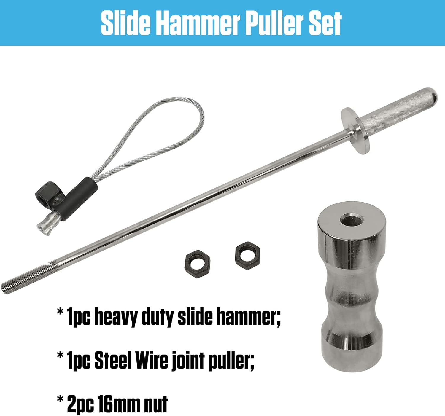10lb Heavy Duty Inner CV Axle Removal Tool for FWD Vehicles Front Wheel Drive Axle Half Shaft Removal Tool,CATUDIY Inner CV Joint Puller Tool & Slide Hammer Puller Set with 48&63MM Joint Fork Adapters