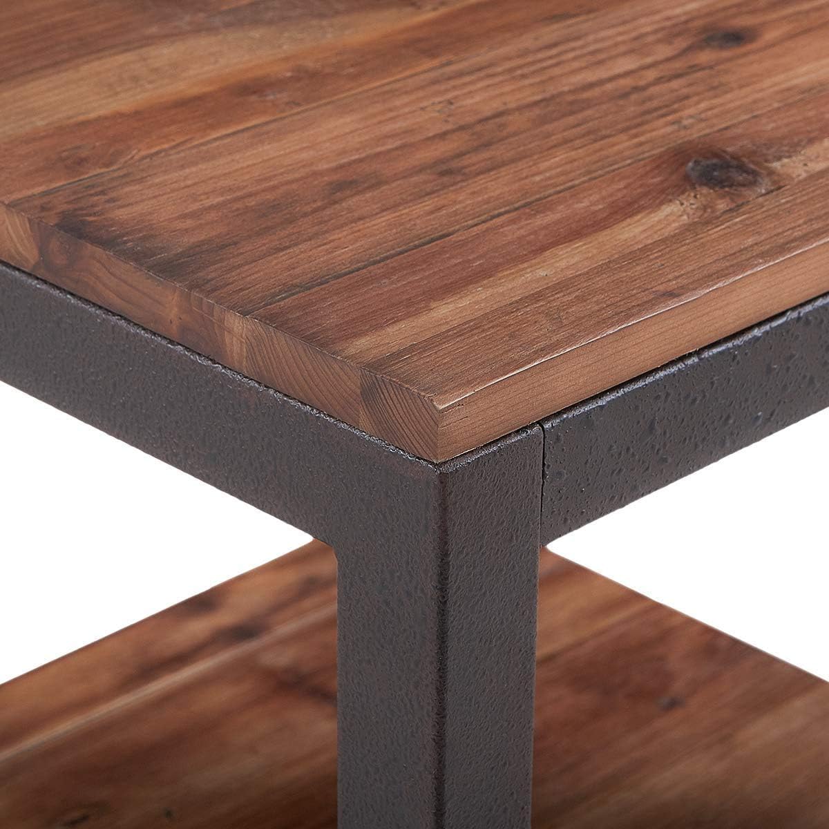 Care Royal Vintage Industrial Farmhouse 19.7 inches Side End Table with Storage Shelf for Living Room, Night Stand Bedroom, Real Natural Reclaimed Wood, Sturdy Rustic Brown Metal Frame, Easy Assembly