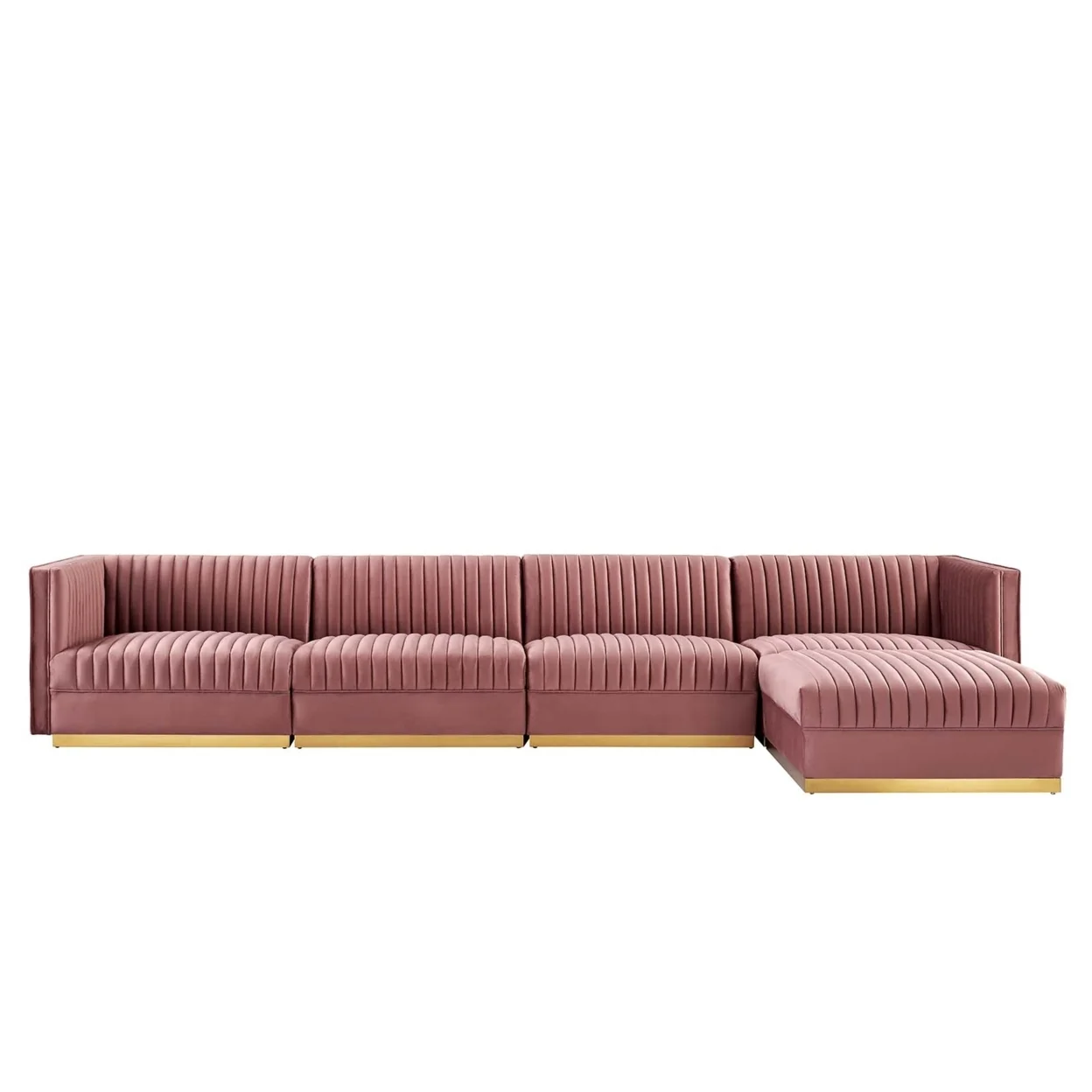 Sanguine Channel Tufted Performance Velvet 5-Piece Modular Sectional Sofa-EEI-5828-DUS