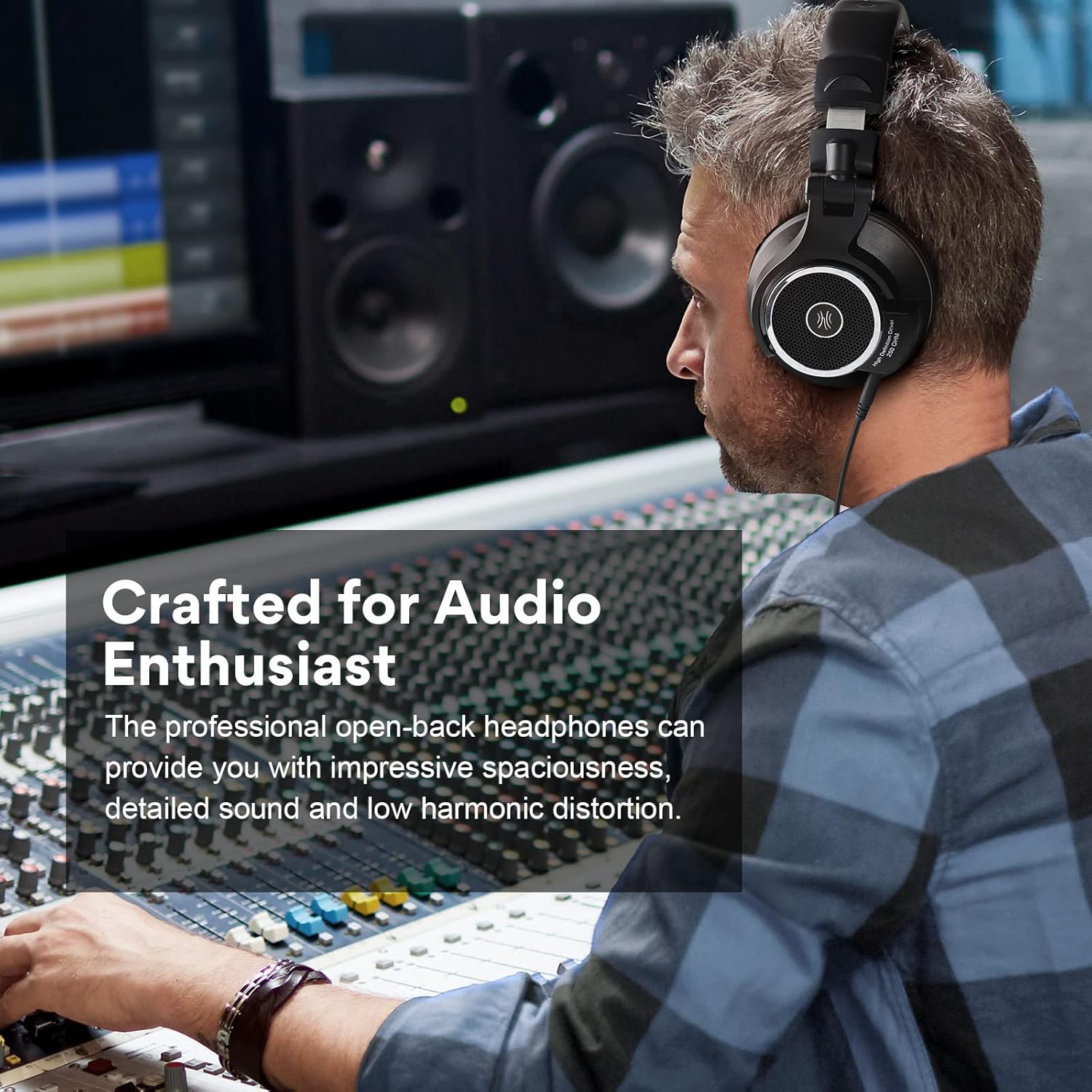 OneOdio Monitor 80 Open Back Headphones- Studio Headphones for Mixing Mastering Editing, 250 Ohm, Velour Earmuffs, Sound Isolation, Wired Over Ear Headphones for Professional Studio Applications