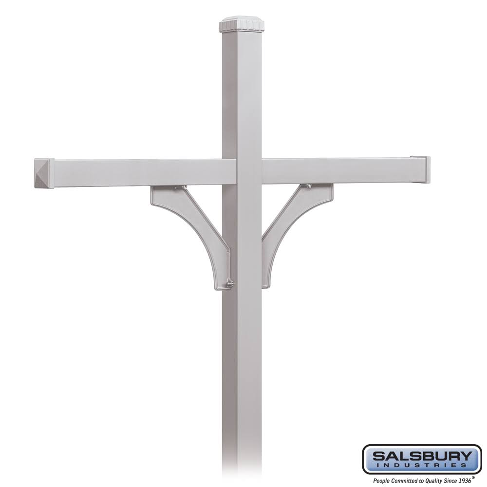 Salsbury Industries 4374SLV Deluxe Post - 2 Sided - In-Ground Mounted - for (4) Roadside Mailboxes - Silver