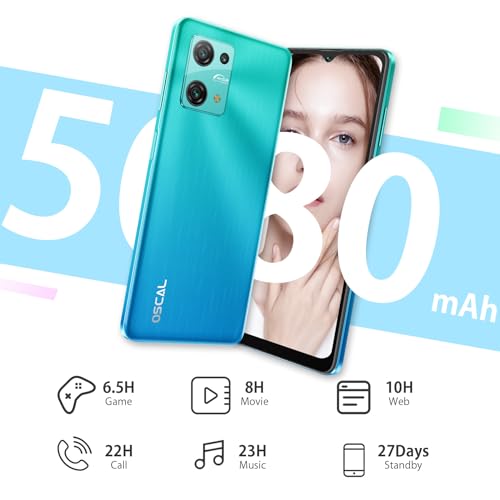 OSCAL C30 Android Phone, Octa-Core 7GB+32GB/SD 1TB Unlocked Cell Phone, 6.5" HD+, 5080mAh Battery, 3 Card Slots Smartphones, 4G Dual SIM Phone, 12MP+5MP, Face ID, T-mobile Cellphone
