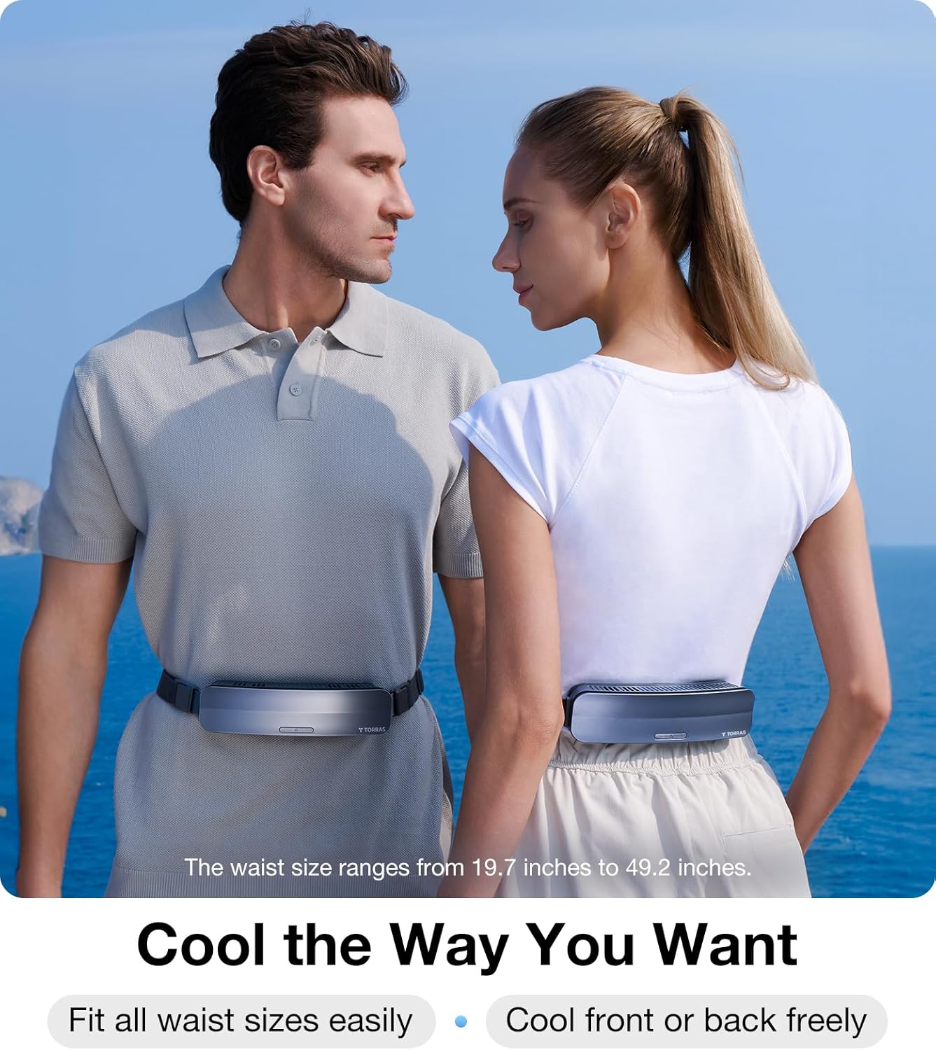 TORRAS 2024 COOLiFY ZONE Wearable Waist Fan with Max 15H Working Time, Strong Wind Power for Full Body Cooling fan, Rechargeable Belt Fan, Durable and Suitable for Outdoor Work and Sports