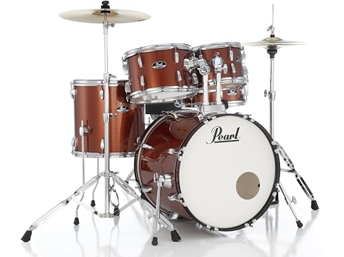 Pearl Roadshow Drum Set 4-Piece Complete Kit with Cymbals and Stands, Charcoal Metallic (RS584C/C706)