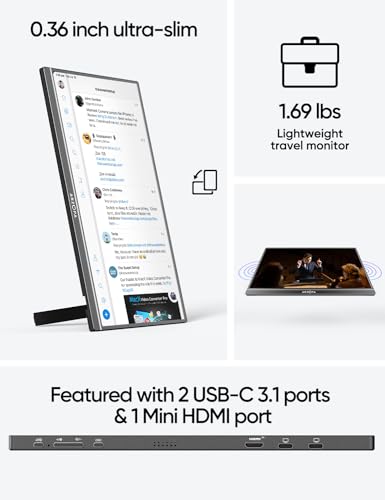 ARZOPA 16.1'' 144Hz Portable Gaming Monitor, 106% sRGB 1080P FHD Kickstand Portable Monitor with HDR, Ultra Slim, Eye Care, External Second Screen for Laptop, PC, PS5, Mac, Xbox-Z1FC
