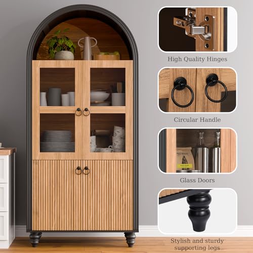 HollyHOME 72" Kitchen Pantry Cabinet, Storage Cabinet with 4 Doors and 1 Drawer, Freestanding Cupboard with Adjustable Shelves and 6 Door Shelves for Kitchen, Dining Room, Living Room, White