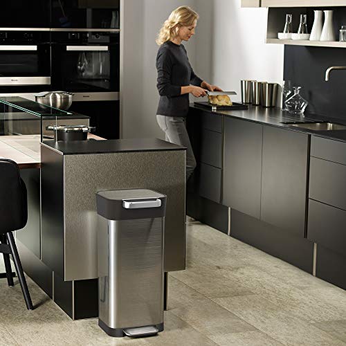 Joseph Joseph Intelligent Waste Titan Trash Can Compactor Kitchen Bin with Odor Filter, Holds up to 60L After Compaction