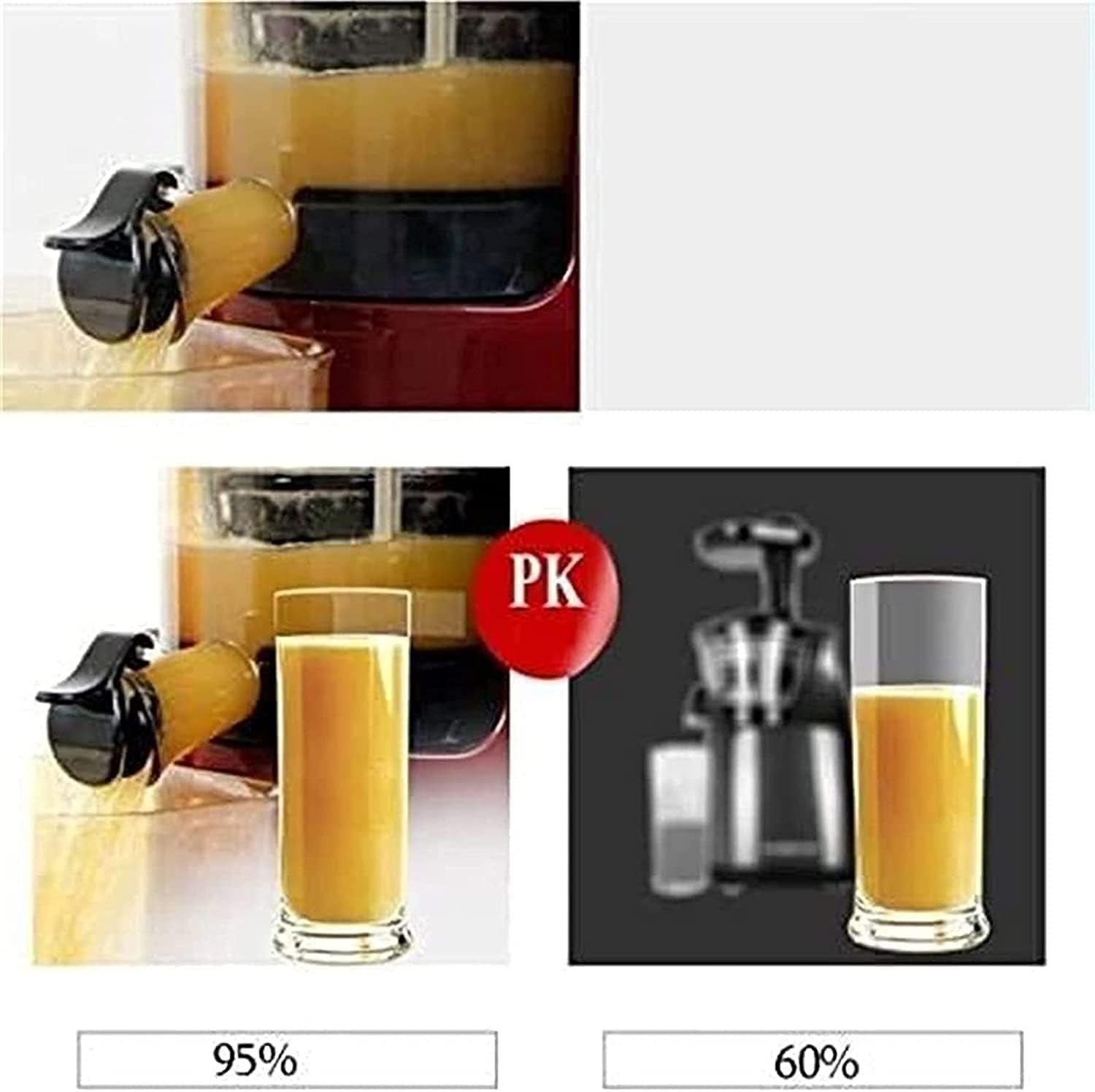 Masticating Juicer Machines- Slow Juicer Extractor with Wide Chute Big Feeding Mouth, Easy to Clean- Cold Press Juice Maker