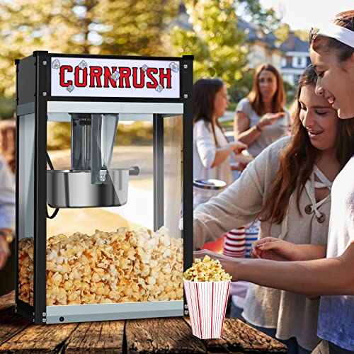 Popcorn Machine Movie Theater Style Tabletop Popcorn Popper Machine 8 Ounce for Home Old Fashioned Halloween Christmas Gift, Black