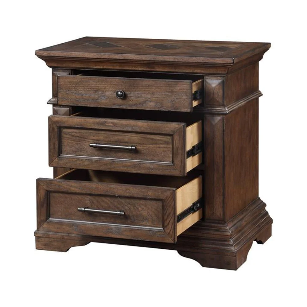 New Classic Furniture Mar Vista Solid Wood 3-Drawer Nightstand in Brushed Walnut
