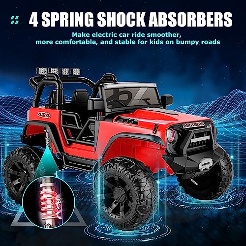 Hikole 24V Ride on Car Truck with Remote Control, 2 Seater Kids Power Electric Wheels Jeep, 3 Speeds, Bluetooth, LED Lights, Suspension, 24 Volt Ride On Toys for Big Kids 3-8 (Pink)
