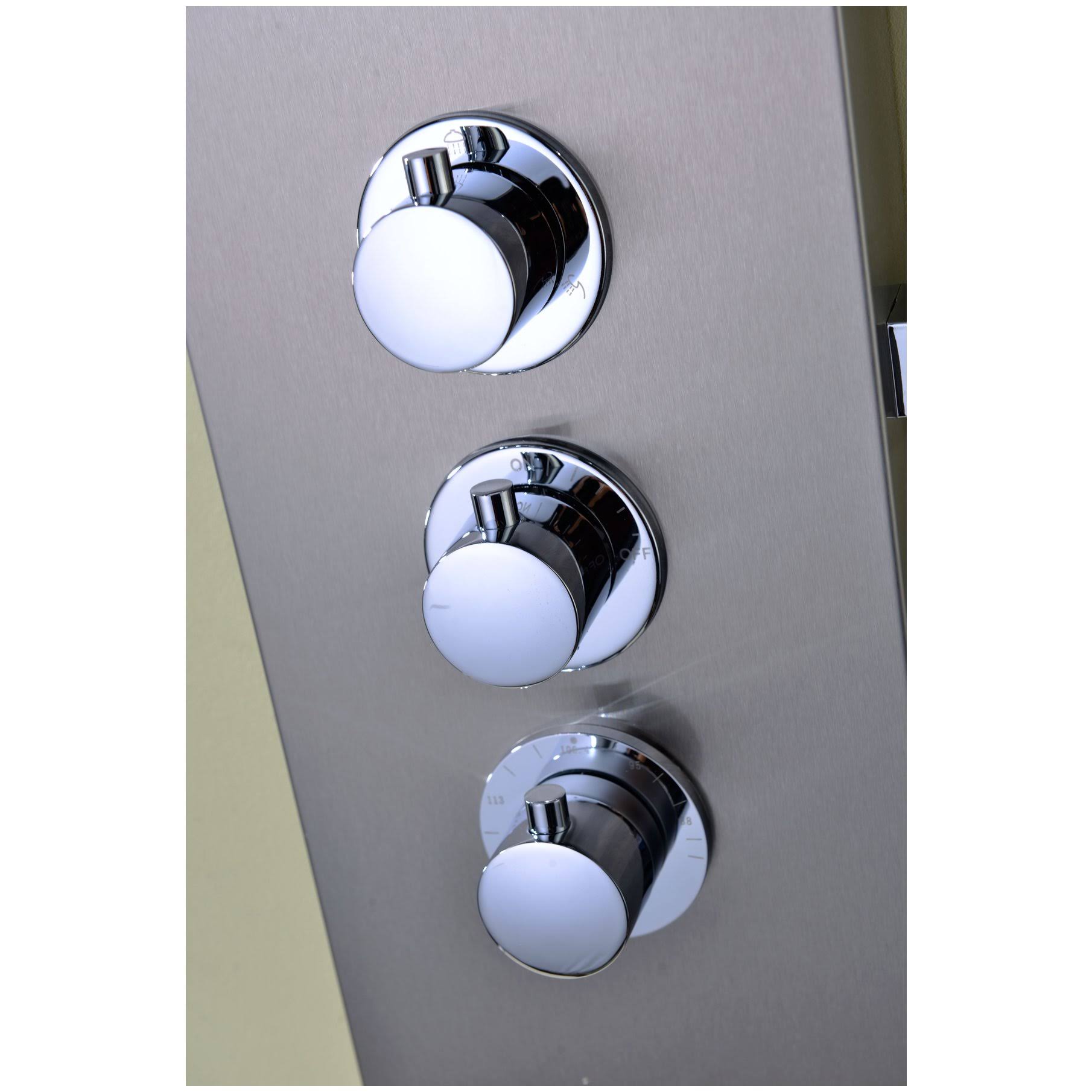 Anzzi SP-AZ024 Arc 64 in. 2-Jetted Shower Panel with Heavy Rain Shower and Spray Wand in Brushed Stainless Steel