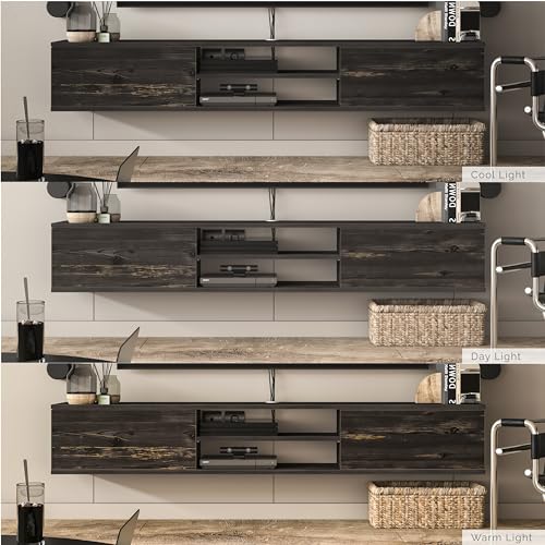 Atelier Mobili Floating TV Stand, 70 inch TV Stand for 75 inch TV, Floating TV Stand Wall Mounted, Floating Entertainment Center, TV Stands for Living Room, Black TV Stand (Black Oak)