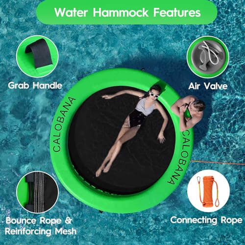 Round Floating Ring Inflatable Water Hammock Heavy Duty River Floats Lake Raft for Adults Tanning Pool Lounger Float Island Platform Pad Mat for Party