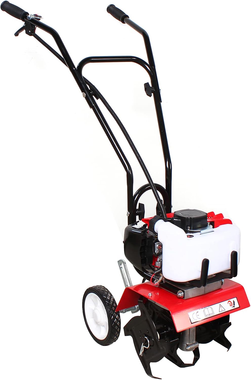 Gas Mini Tiller Cultivator, 52cc 2-Stroke Garden Cultivator, Tillers and Cultivators Gas Powered, Gas Rototiller, 6500rpm Cdi Tilling Tool with 2 Wheels, Tiller for Gardening