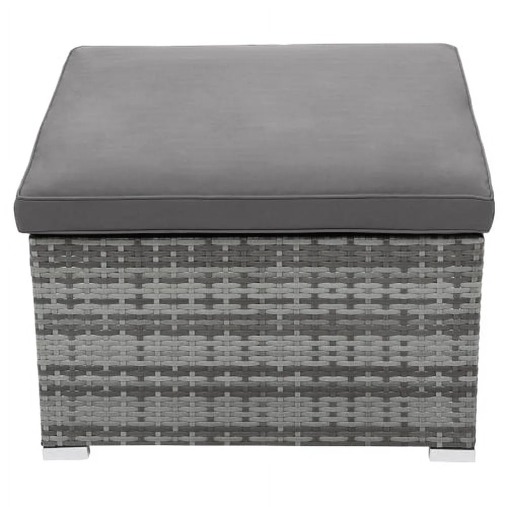 Churanty 5 Pieces Outdoor Conversation Wicker Furniture Set Sectional Patio Rattan Sofa Set Rattan Daybed with Canopy and Glass Side Table, Gray
